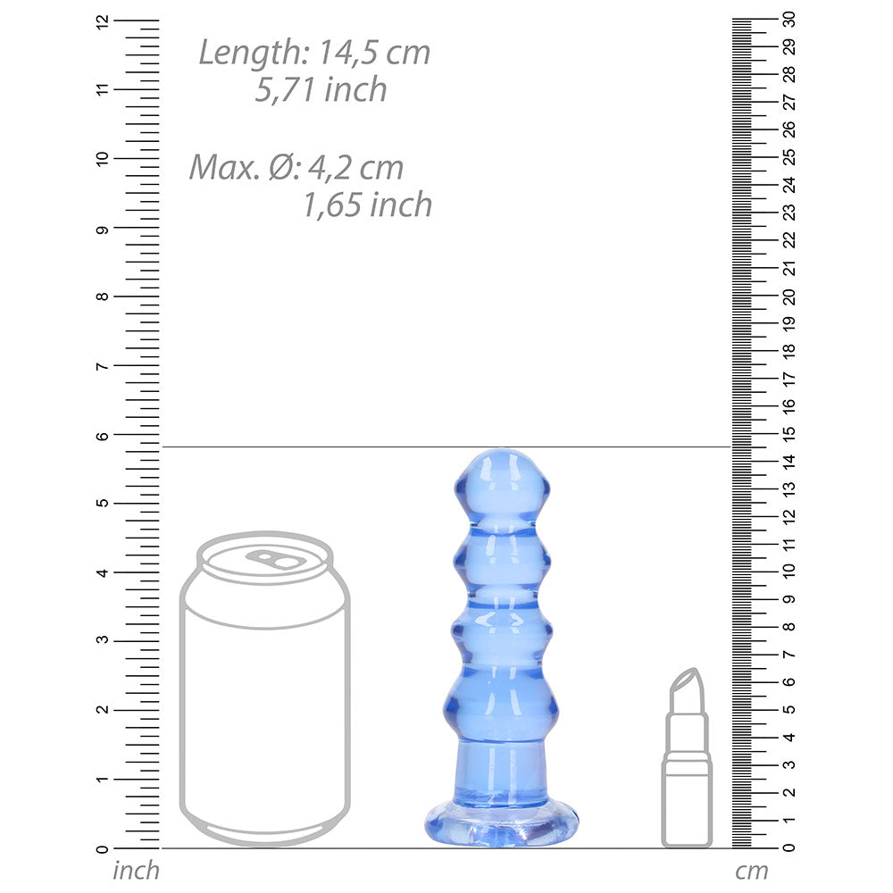 RealRock Crystal Clear Curvy 5.5 in. Dildo/Plug Blue - Image 5
