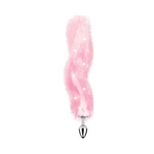 Alternative view of Foxy Tail Light Up Faux Fur Butt Plug With Multicolored Light Pattern Pink