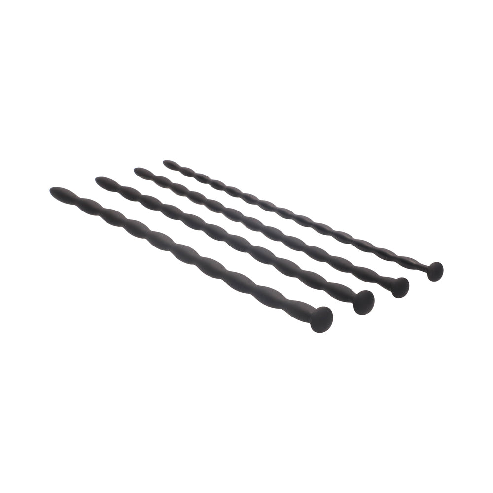 Ouch! Urethral Sounding Advanced Silicone Spiral Screw Plug Set Black 7 mm / 8 mm / 9 mm / 10 mm - Image 3