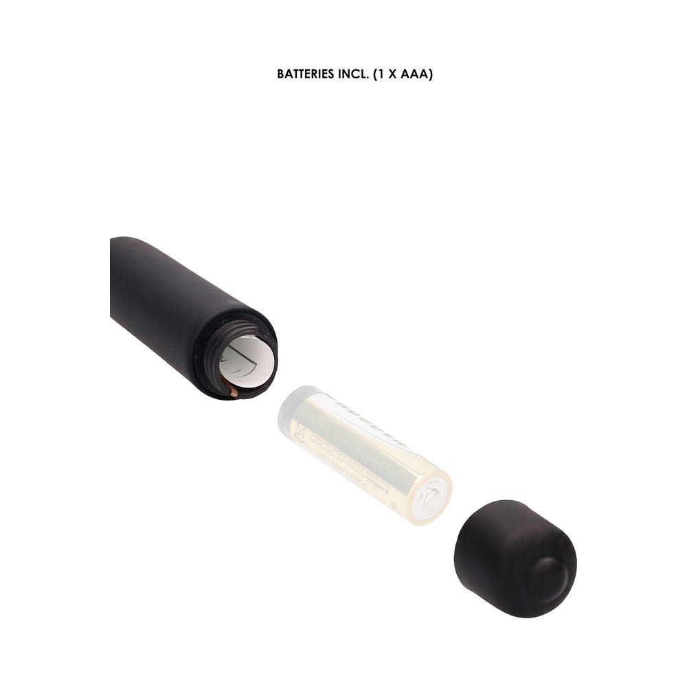 Ouch! Urethral Sounding Silicone Vibrating Bullet Plug With Beaded Tip Black 5.5 mm - 7 mm - Image 5