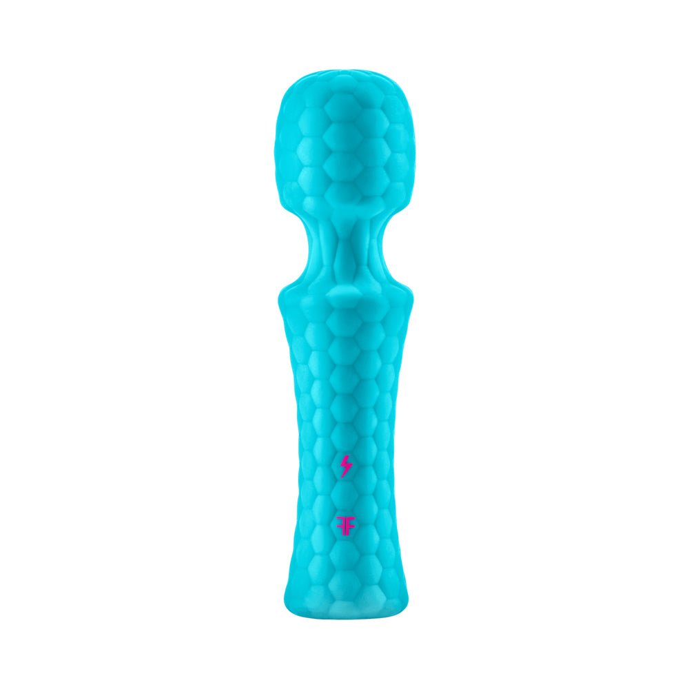 FemmeFunn Ultra Wand Mini Rechargeable Flexible Textured Silicone Vibrator Turquoise - Image 2