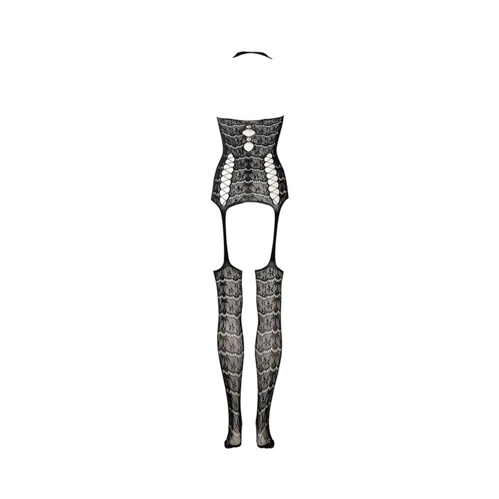 Le Desir Lace Suspender Bodystocking Black O/S - Image 6