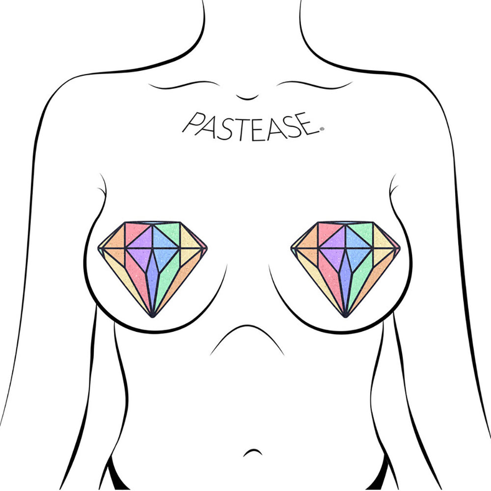 Pastease Gem: Pastel Rainbow Diamond Nipple Pasties - Image 3