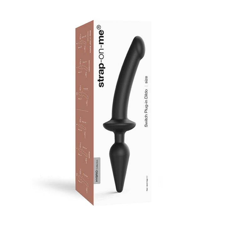 Strap-On-Me Hybrid Collection Switch Plug-In Realistic Dildo Dual-Ended Black Large