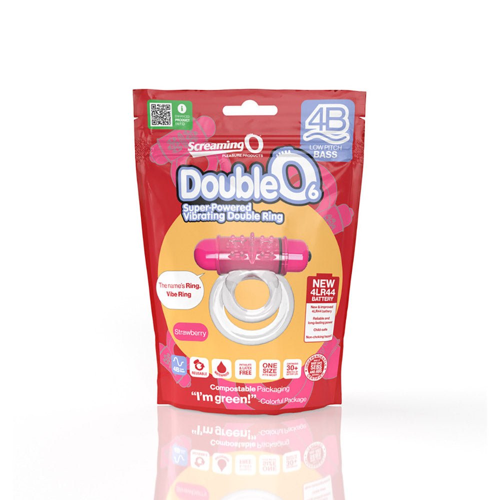 Screaming O 4B DoubleO 6 Vibrating Double Cockring Strawberry - Image 5