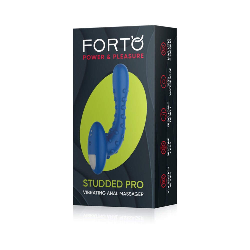 Forto Studded Pro Rechargeable Silicone Vibrating Anal Massager Blue - Image 2