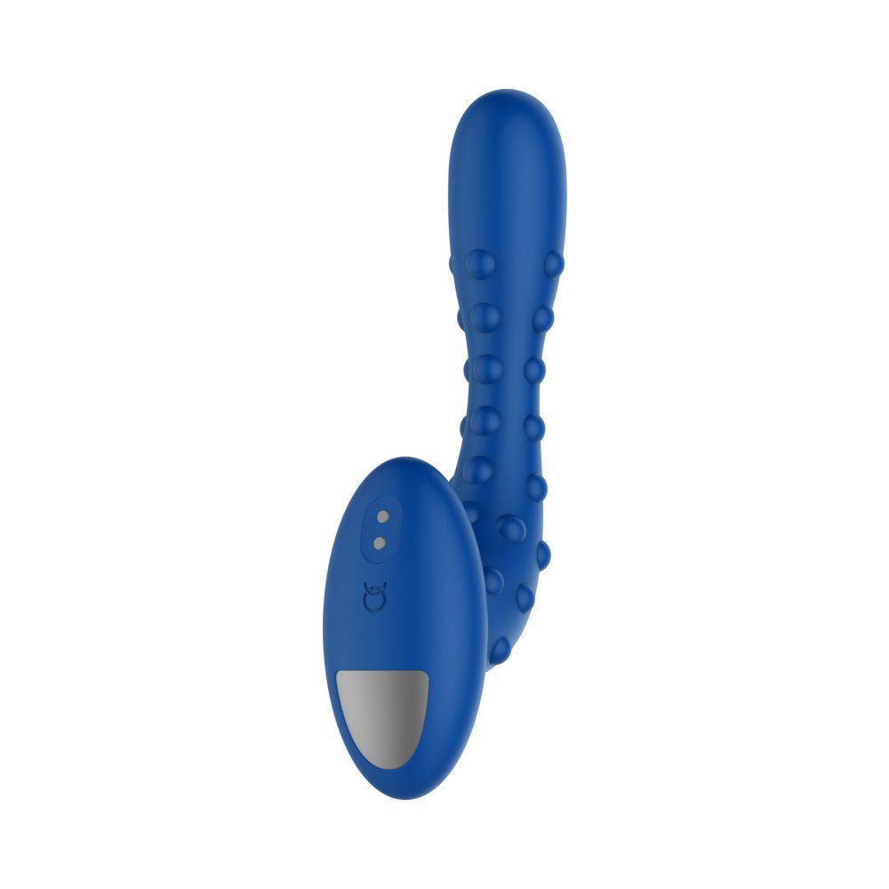 Forto Studded Pro Rechargeable Silicone Vibrating Anal Massager Blue - Image 4