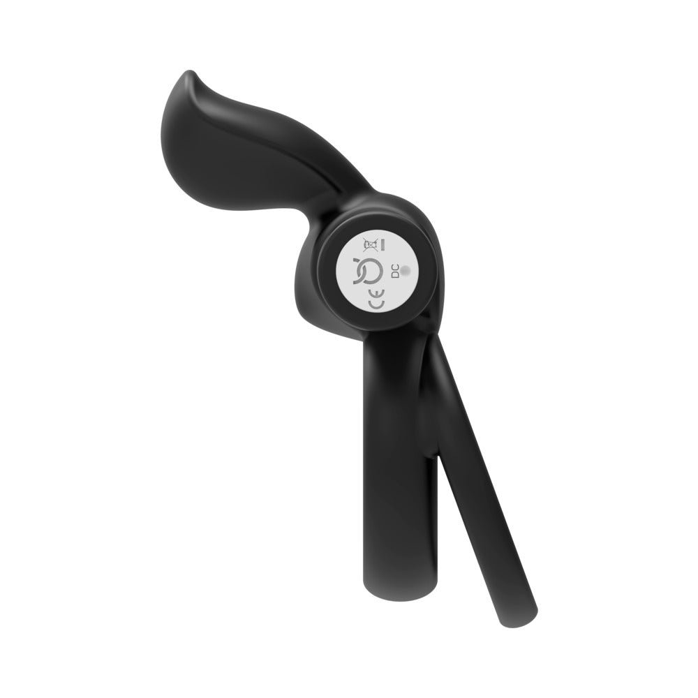 Forto Pointer Rechargeable Silicone Vibrating Dual Cockring with External Stimulator Black - Image 5