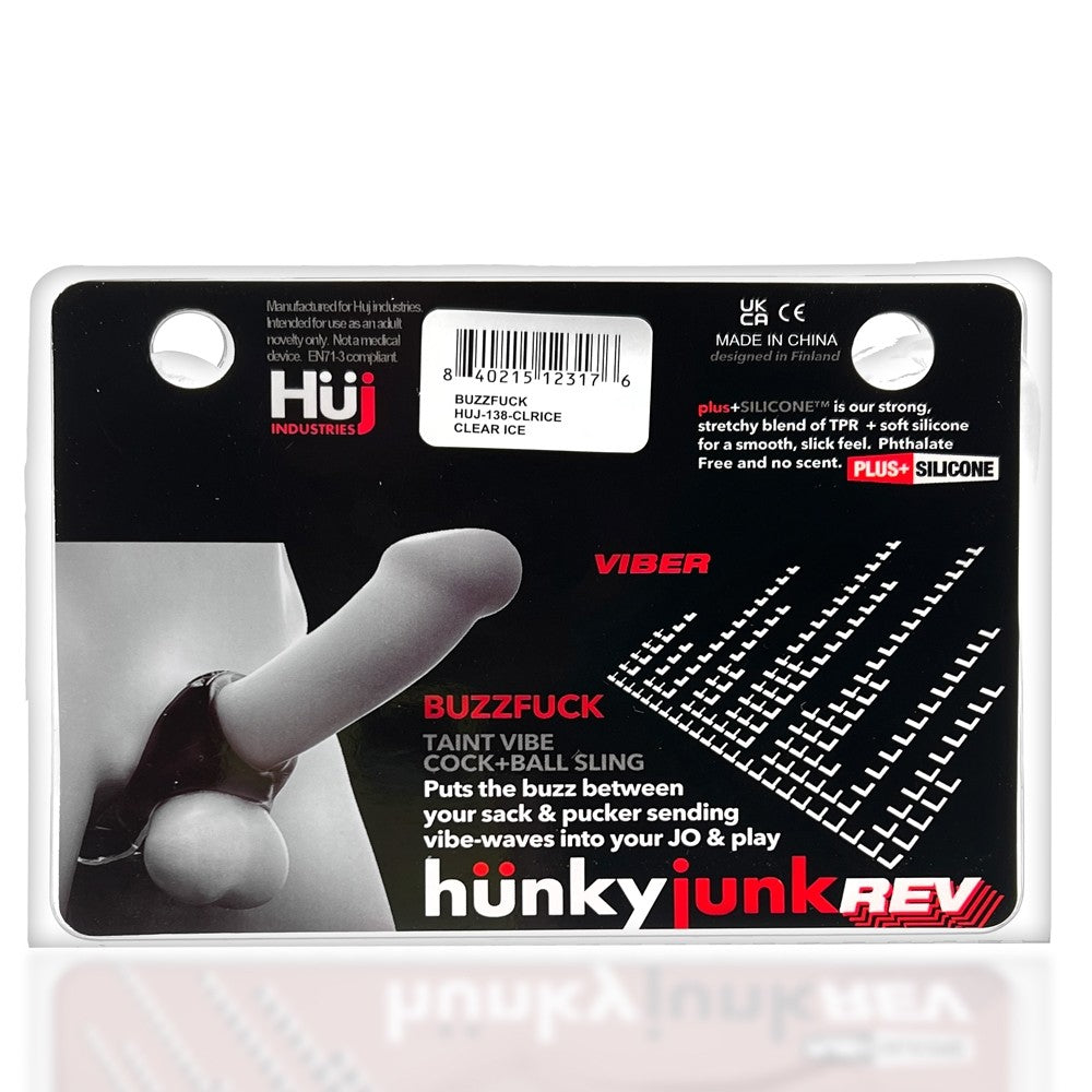 Hunkyjunk Buzzfuck Cock & Ball Sling with Taint Vibrator Tar Ice - Image 9