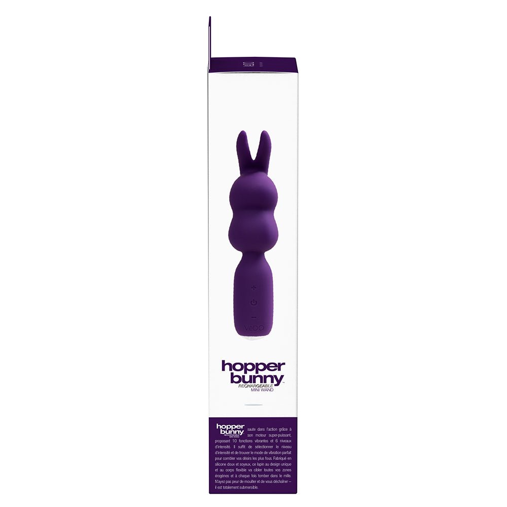 VeDO Hopper Bunny Rechargeable Silicone Mini Wand Vibrator Purple - Image 6