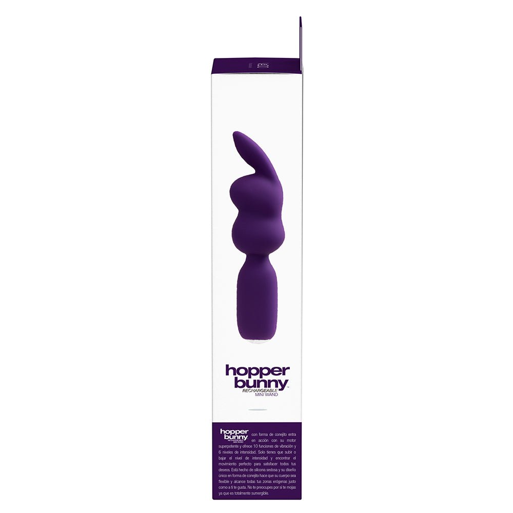 VeDO Hopper Bunny Rechargeable Silicone Mini Wand Vibrator Purple - Image 7