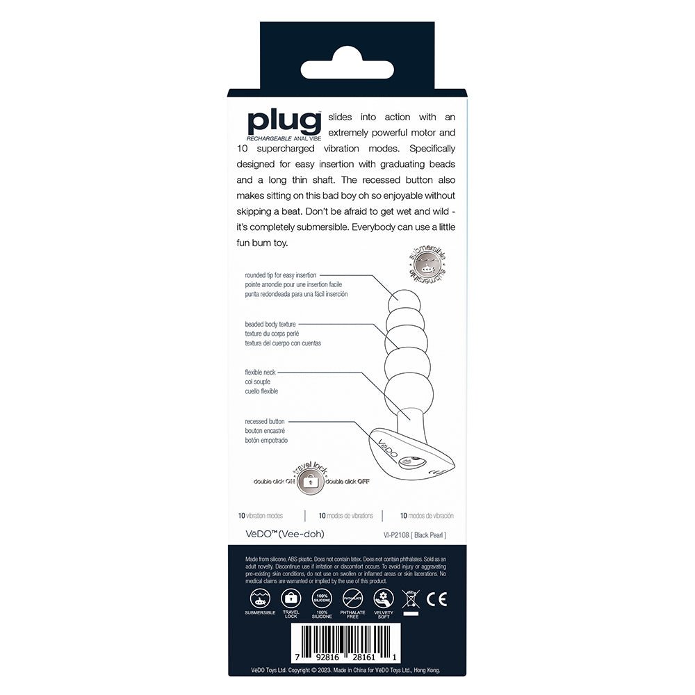 VeDO Plug Rechargeable Silicone Vibrating Anal Plug Black - Image 5