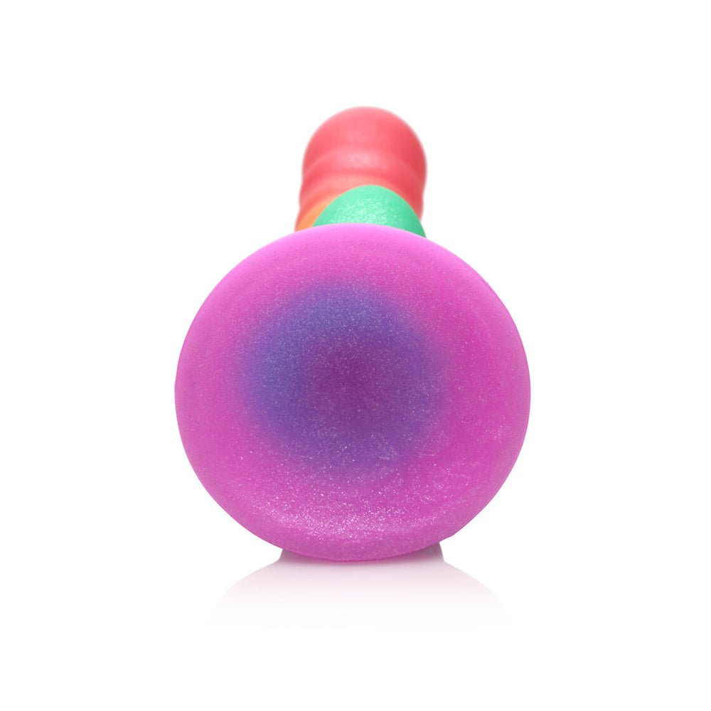 Simply Sweet Ribbed 6.5 in. Silicone Dildo Rainbow - Image 7