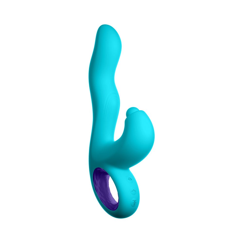 FemmeFunn Klio Rechargeable Silicone Triple Action Thumping Rabbit Vibrator Turquoise - Image 2
