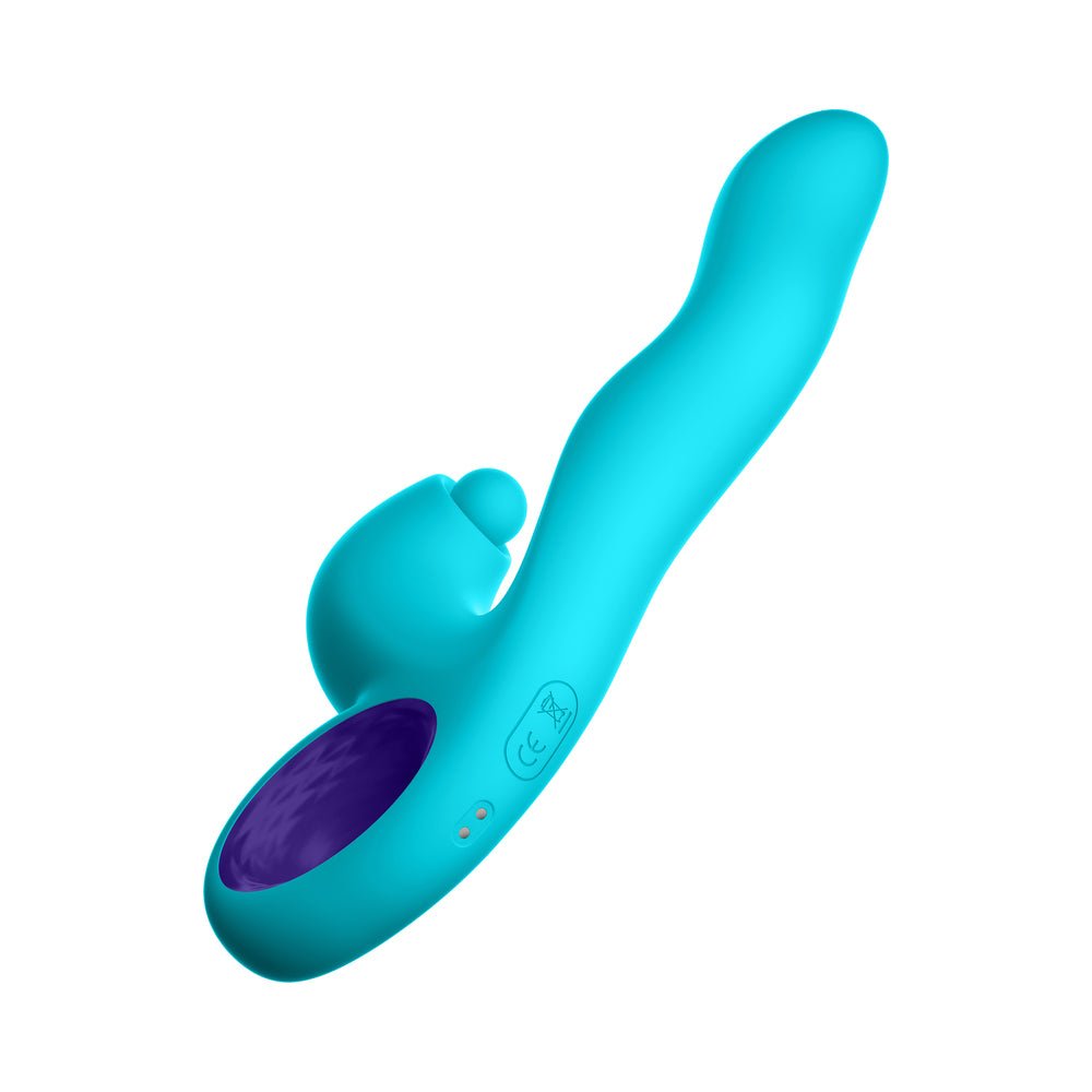 FemmeFunn Klio Rechargeable Silicone Triple Action Thumping Rabbit Vibrator Turquoise - Image 4