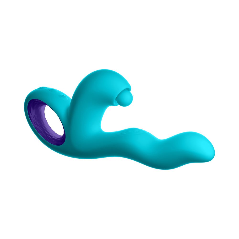 FemmeFunn Klio Rechargeable Silicone Triple Action Thumping Rabbit Vibrator Turquoise - Image 5