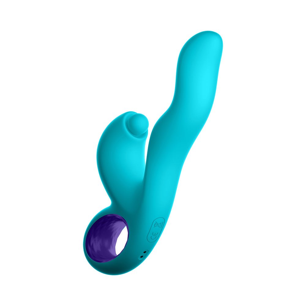 FemmeFunn Klio Rechargeable Silicone Triple Action Thumping Rabbit Vibrator Turquoise - Image 6