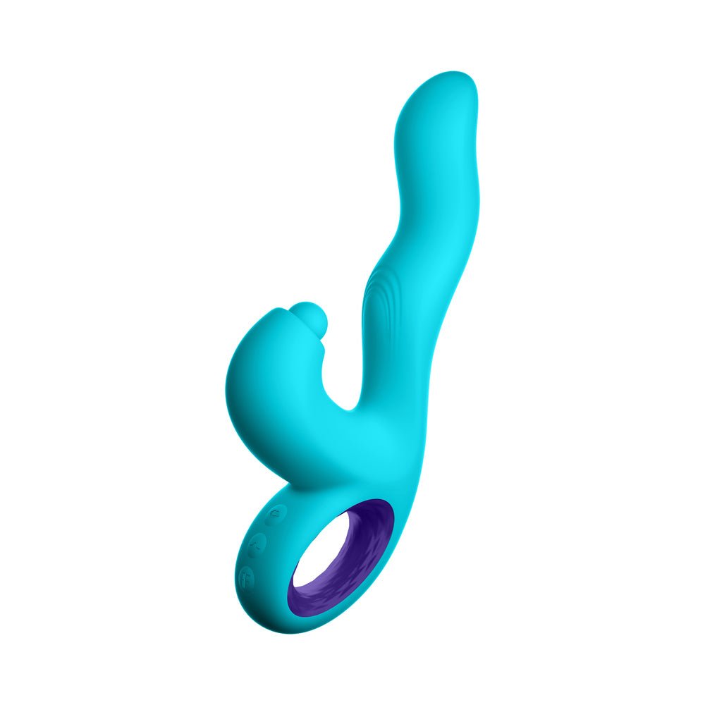 FemmeFunn Klio Rechargeable Silicone Triple Action Thumping Rabbit Vibrator Turquoise - Image 7