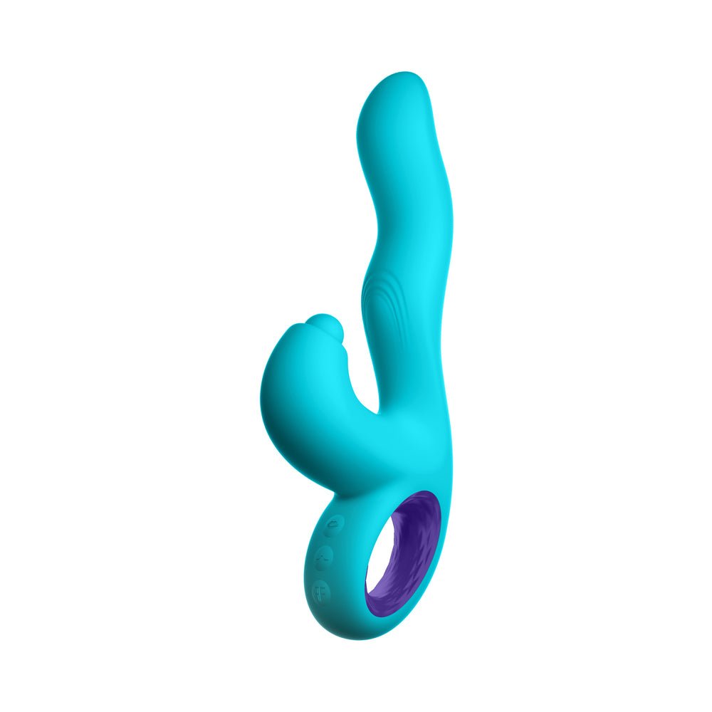 FemmeFunn Klio Rechargeable Silicone Triple Action Thumping Rabbit Vibrator Turquoise - Image 8