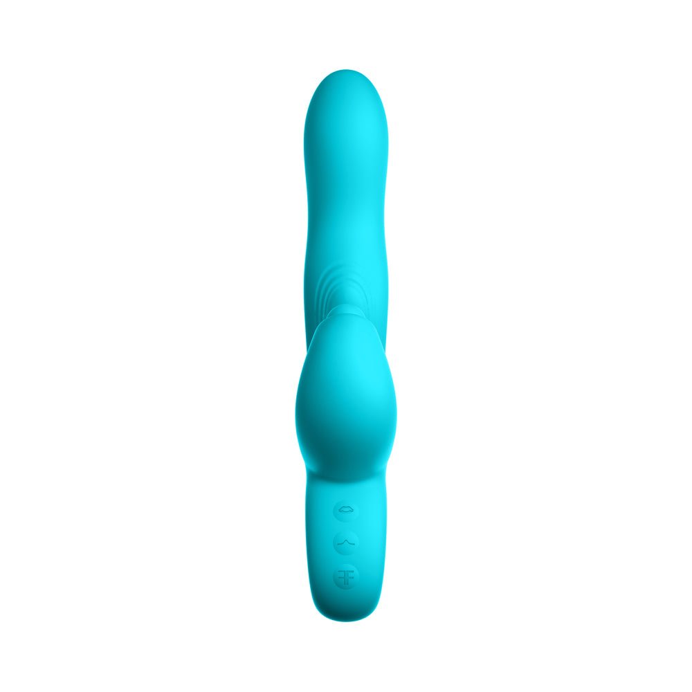 FemmeFunn Klio Rechargeable Silicone Triple Action Thumping Rabbit Vibrator Turquoise - Image 9