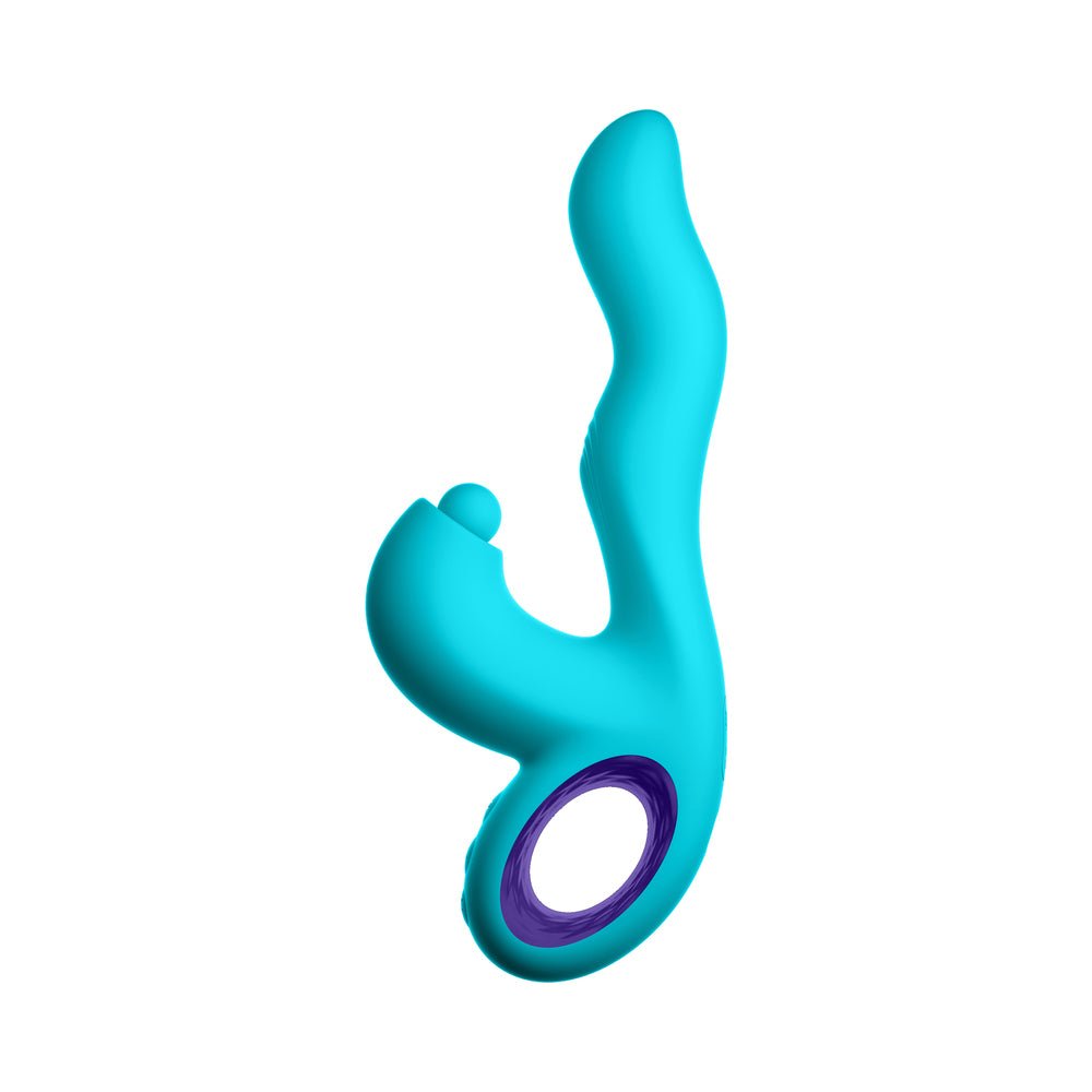 FemmeFunn Klio Rechargeable Silicone Triple Action Thumping Rabbit Vibrator Turquoise - Image 10