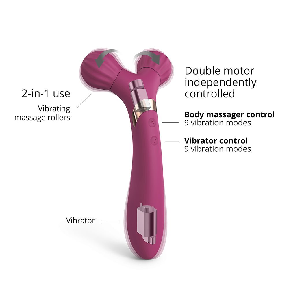 Love to Love Fireball Rechargeable Dual Ended Silicone Body Massager & Vibrator Plum Star - Image 3