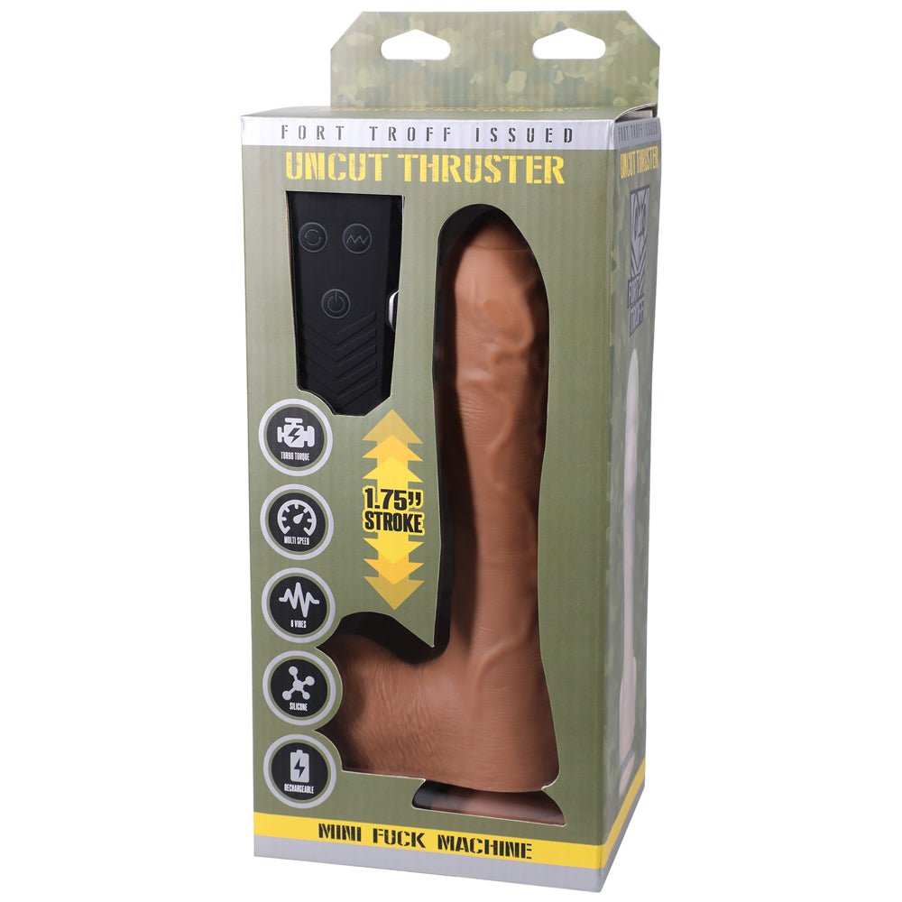 Fort Troff Uncut Thruster Mini Fuck Machine Rechargeable Remote-Controlled Silicone 8.5 in. Thrusting Dildo Tan - Image 2