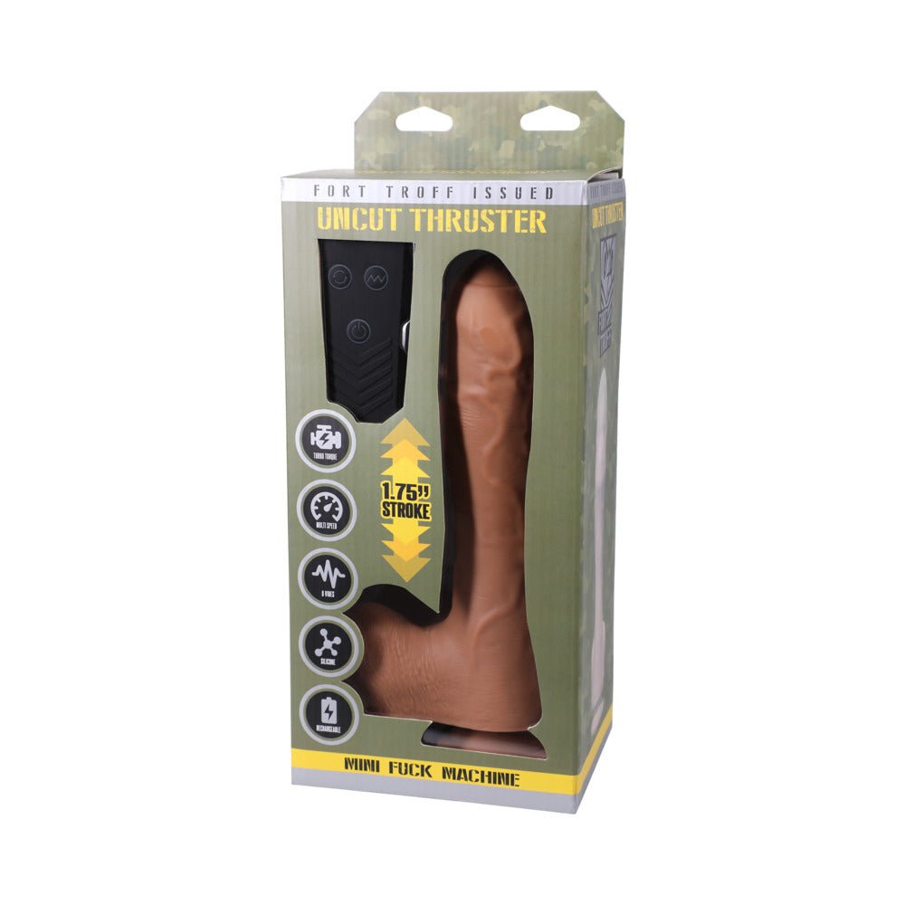 Fort Troff Uncut Thruster Mini Fuck Machine Rechargeable Remote-Controlled Silicone 8.5 in. Thrusting Dildo Tan - Image 10