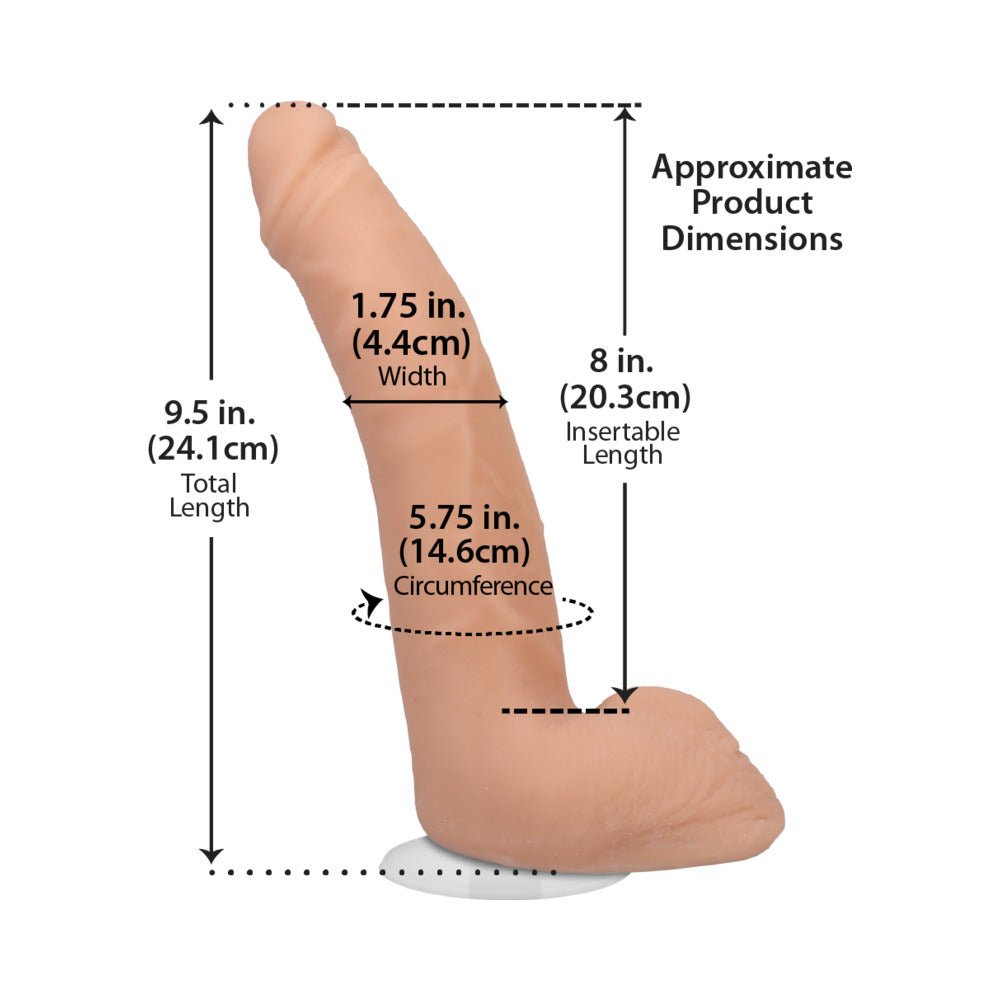Signature Cocks Quinton James 8 in. Dual-Density Dildo with Vac-U-Lock Suction Cup Beige - Image 8
