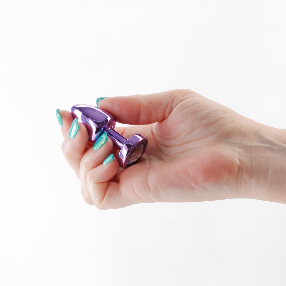 Rear Assets Petite Metal Anal Plug Purple - Image 3