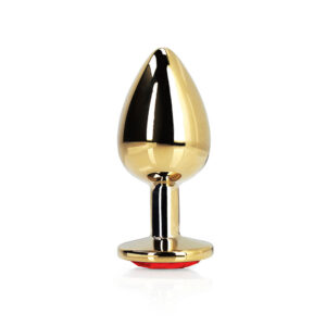 Alternative view of Ouch! Heart Gem Butt Plug Large Gold/Ruby Red