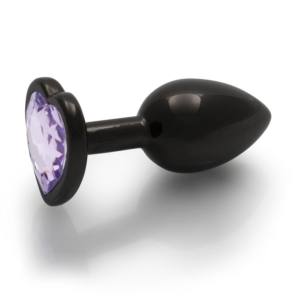 Ouch! Heart Gem Butt Plug Small Gunmetal/Amethyst - Image 3