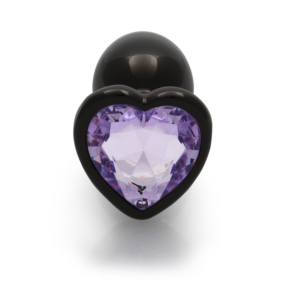 Ouch! Heart Gem Butt Plug Small Gunmetal/Amethyst - Image 5