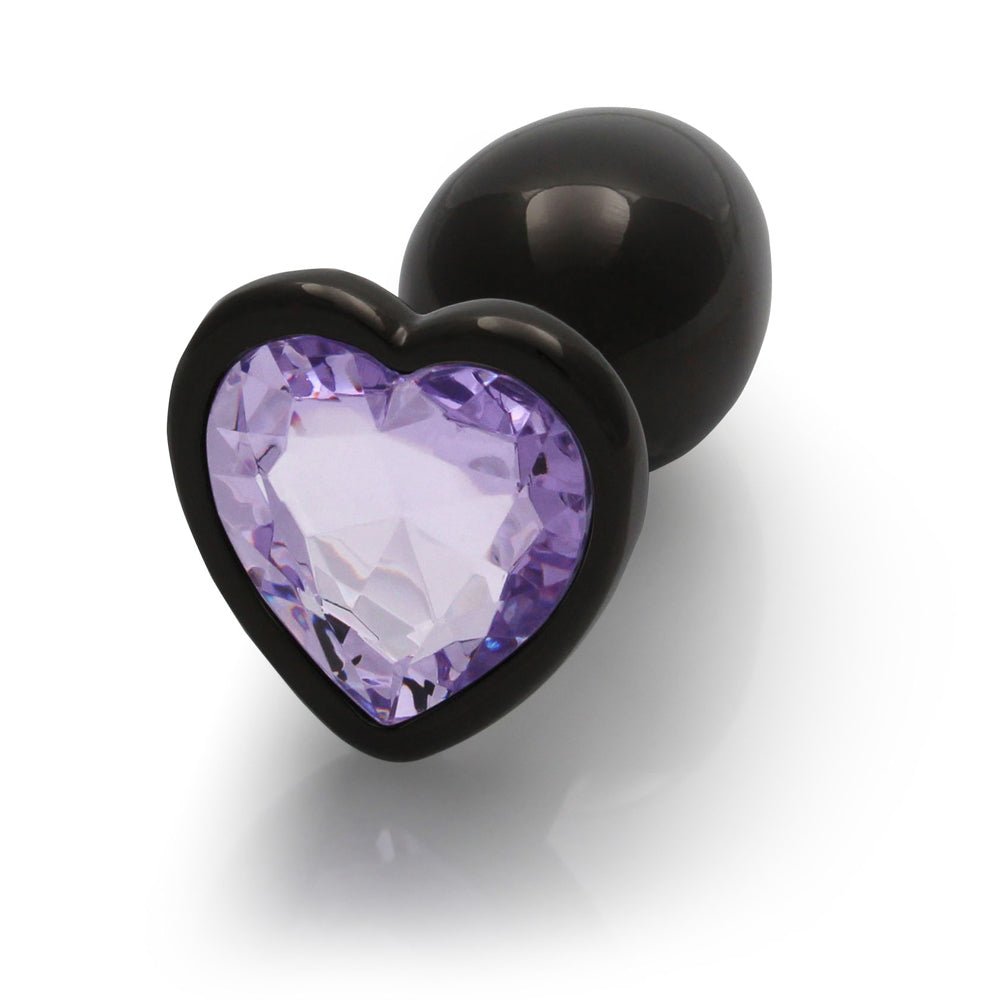 Ouch! Heart Gem Butt Plug Small Gunmetal/Amethyst - Image 6
