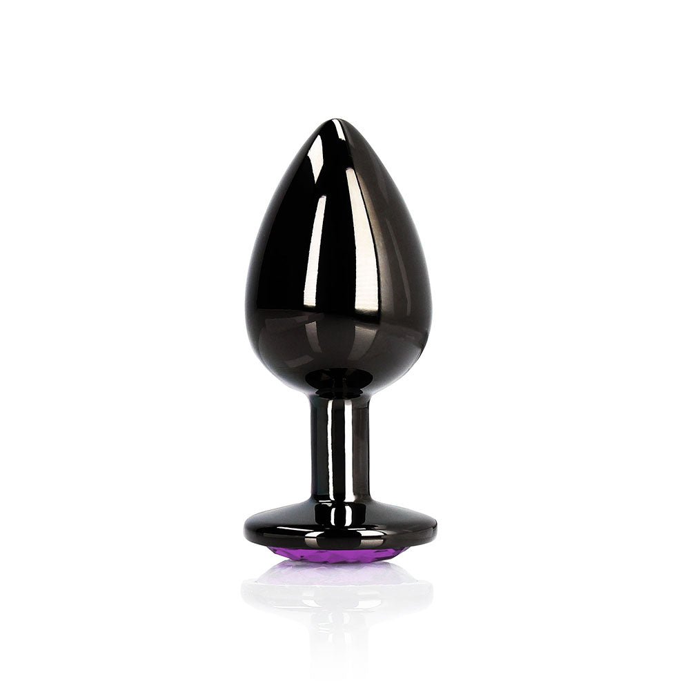 Ouch! Heart Gem Butt Plug Medium Gunmetal/Amethyst - Image 2