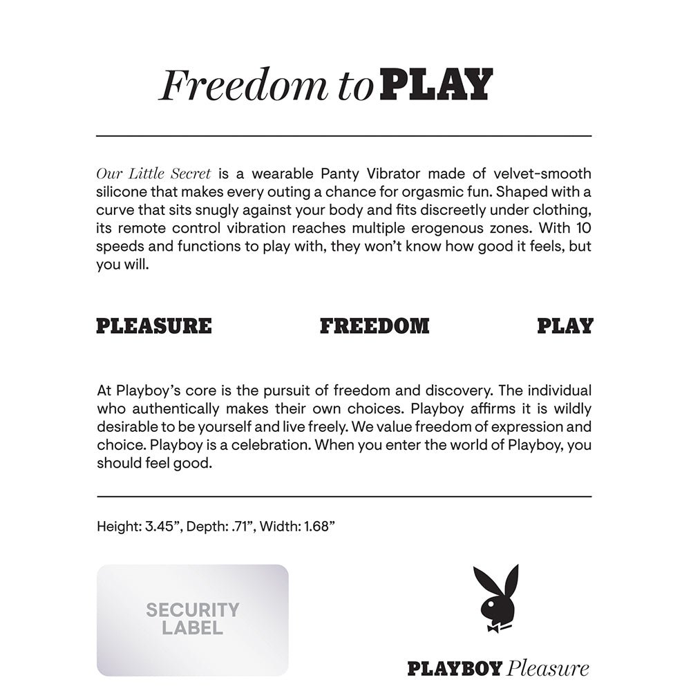 Playboy Our Little Secret Rechargeable Remote Controlled Silicone Underwear Vibrator Acai - Image 9