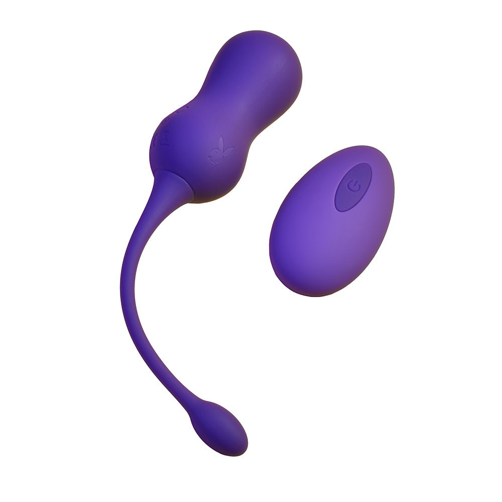 Playboy Double Time Rechargeable Remote Controlled Vibrating Silicone Dual Kegel Balls Acai - Image 2