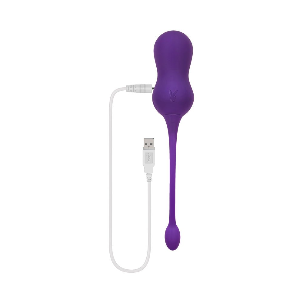 Playboy Double Time Rechargeable Remote Controlled Vibrating Silicone Dual Kegel Balls Acai - Image 10