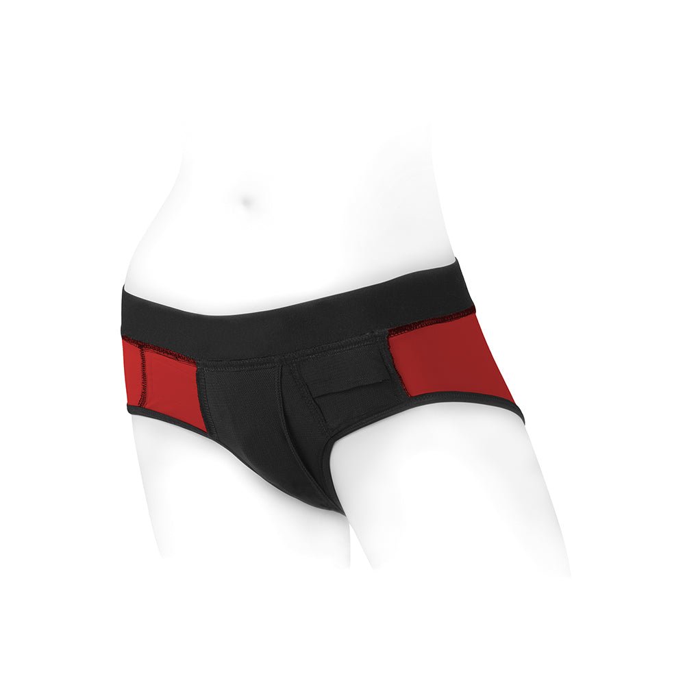 SpareParts Tomboi Nylon Briefs Harness Red/Black Size 2XL - Image 4