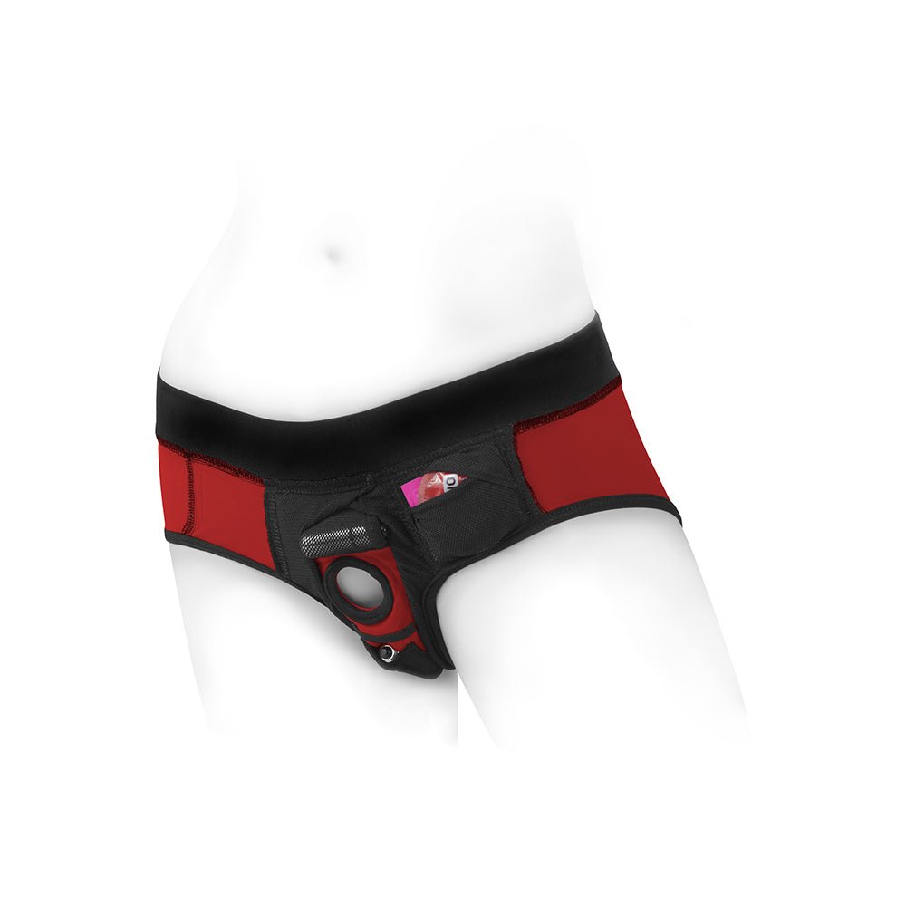 SpareParts Tomboi Nylon Briefs Harness Red/Black Size 2XL - Image 5