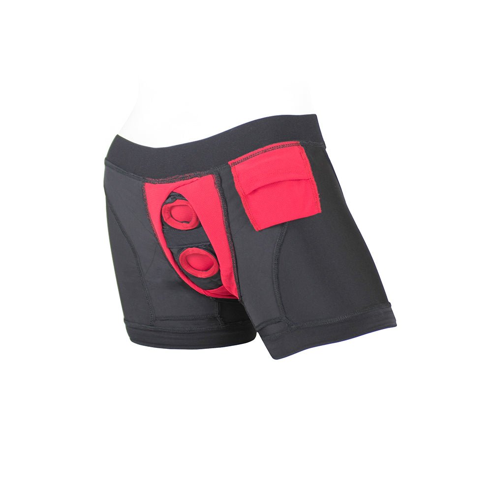 SpareParts Tomboii Nylon Boxer Briefs Harness Black/Red Size 2XL - Image 7