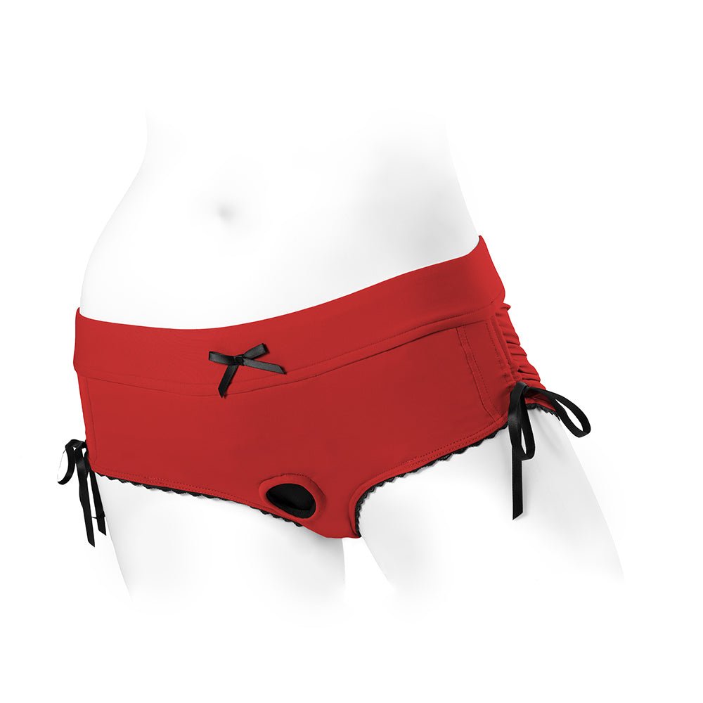 SpareParts Sasha Cinch Booty Short Harness Red/Black Size 2XL - Image 2