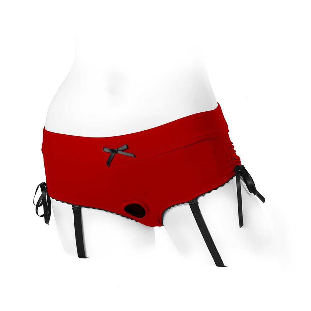 SpareParts Sasha Cinch Booty Short Harness Red/Black Size 2XL - Image 3
