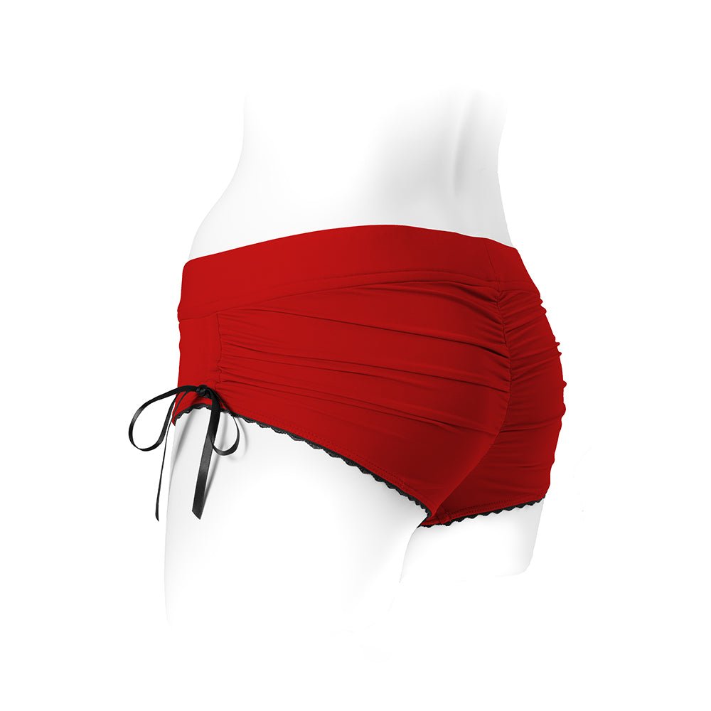 SpareParts Sasha Cinch Booty Short Harness Red/Black Size 2XL - Image 4