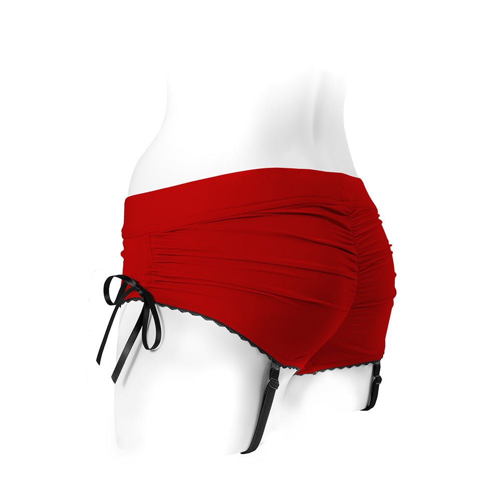 SpareParts Sasha Cinch Booty Short Harness Red/Black Size 2XL - Image 5