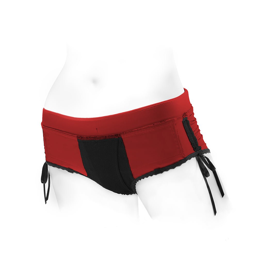 SpareParts Sasha Cinch Booty Short Harness Red/Black Size 2XL - Image 7