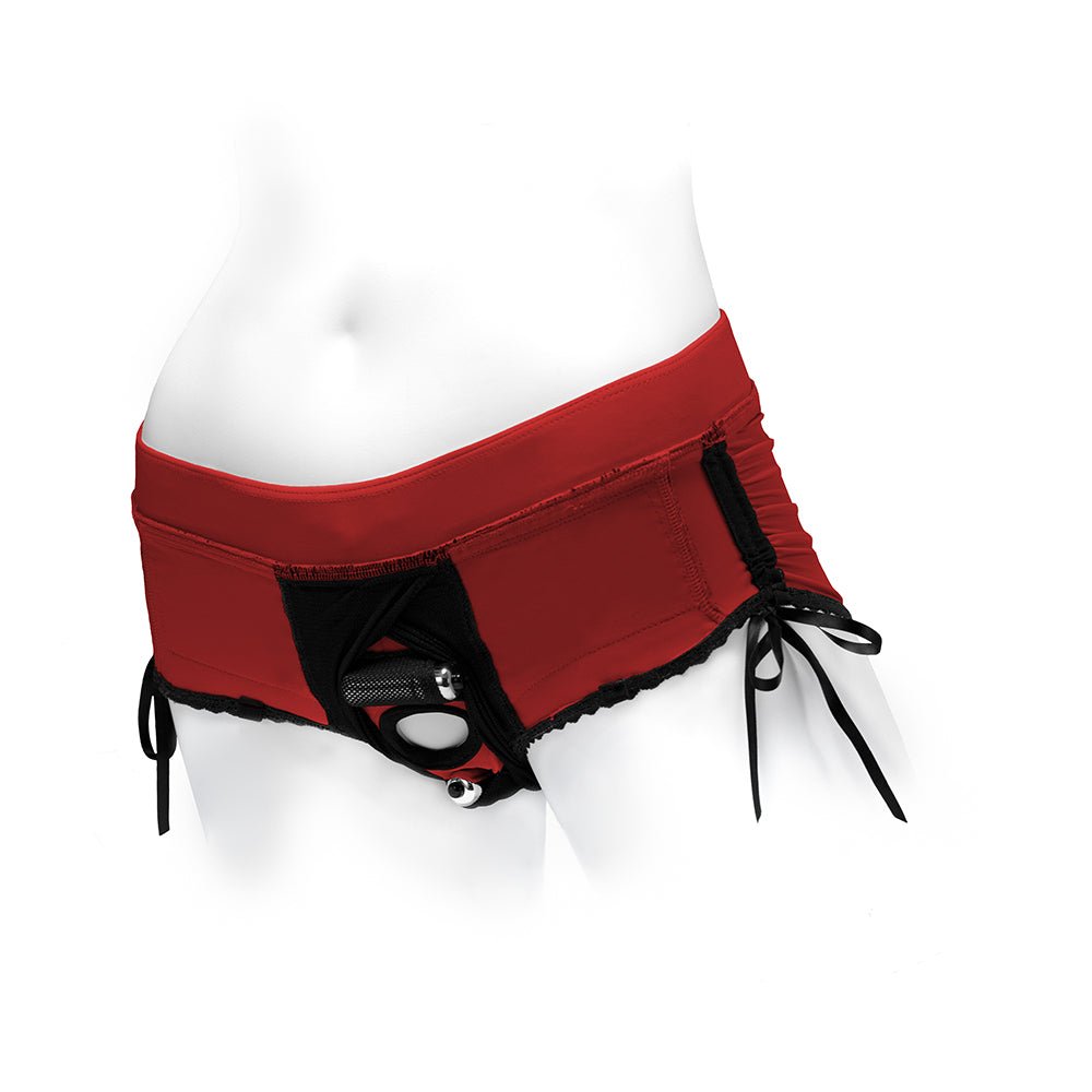 SpareParts Sasha Cinch Booty Short Harness Red/Black Size 2XL - Image 8