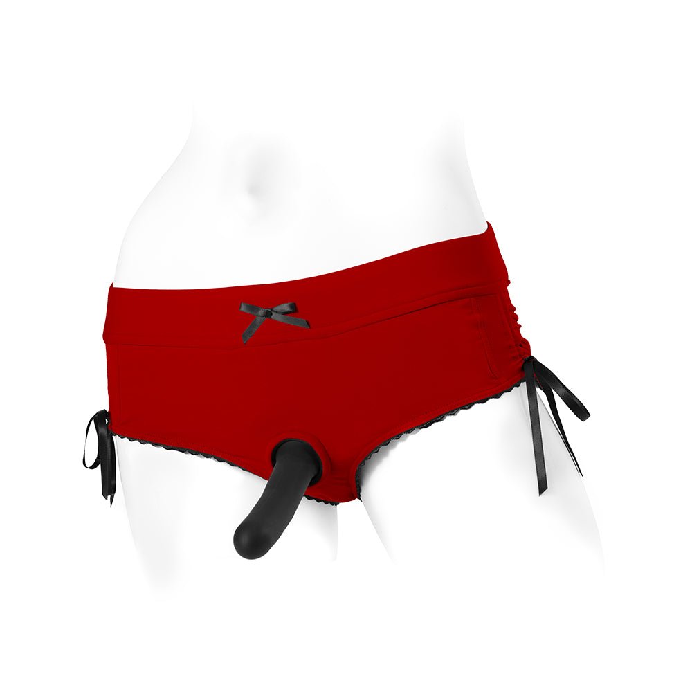 SpareParts Sasha Cinch Booty Short Harness Red/Black Size 2XL - Image 9