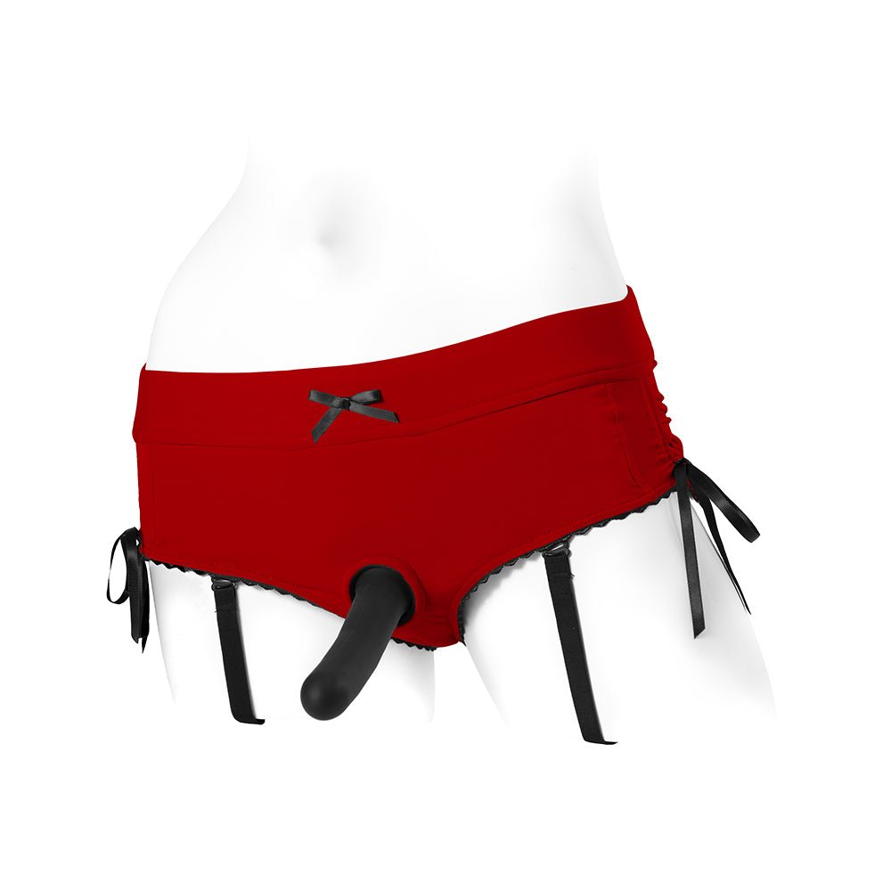 SpareParts Sasha Cinch Booty Short Harness Red/Black Size 2XL - Image 10