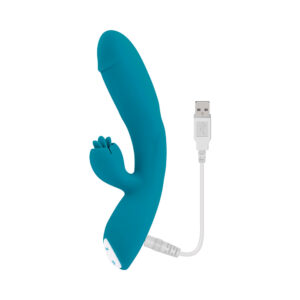 Evolved Fierce Flicker Rechargeable Dual Stim Vibe Silicone Teal - Image 9